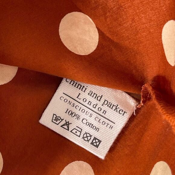 Chinti & Parker Brown White Polka Dot Long Sleeve Button Up Shirt Size Large - Picture 3 of 9